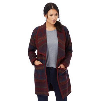 The Collection Dark red diamond patterned blanket coat